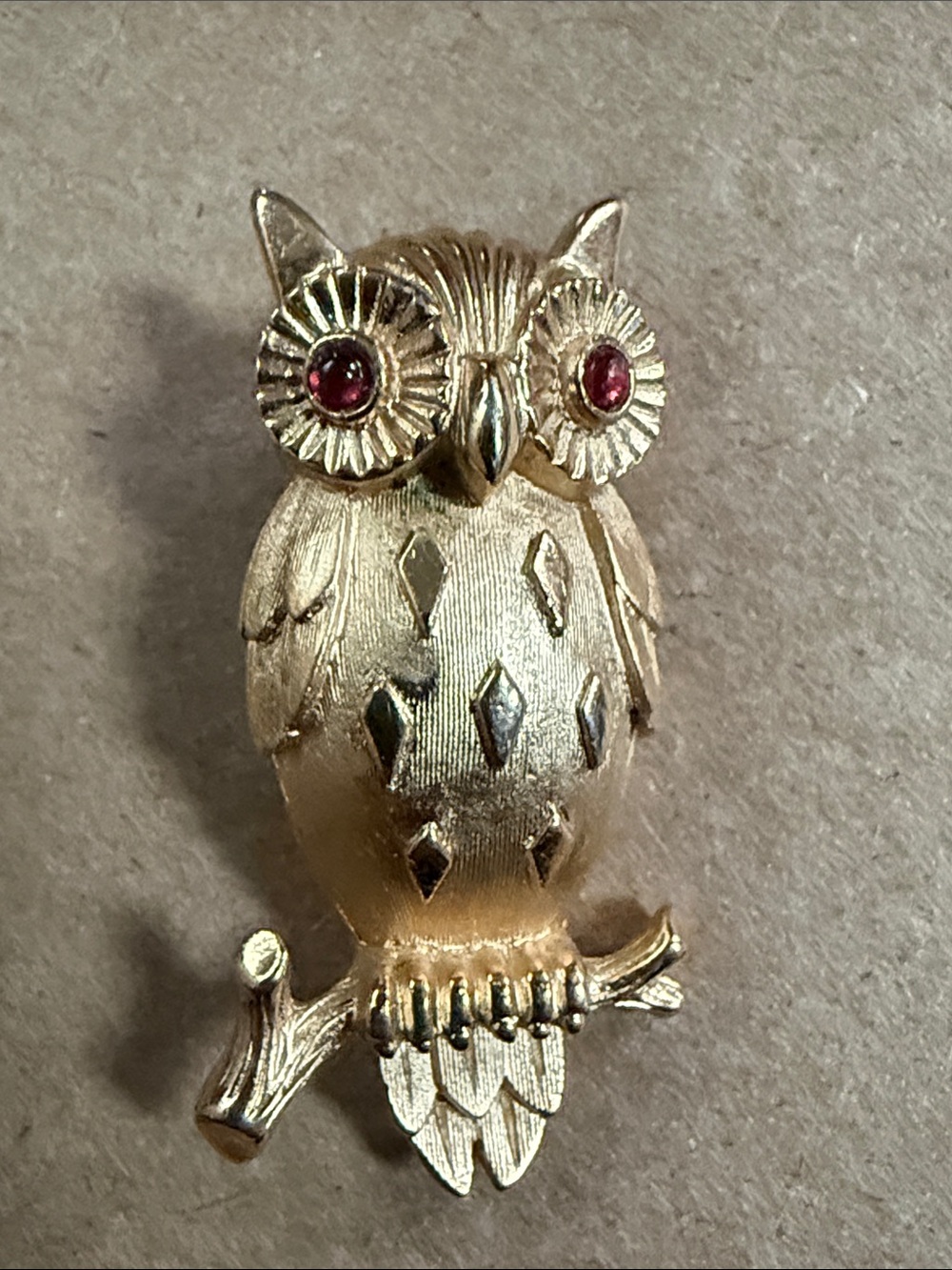 Vintage Crown Trifari Owl Brooch Pin
